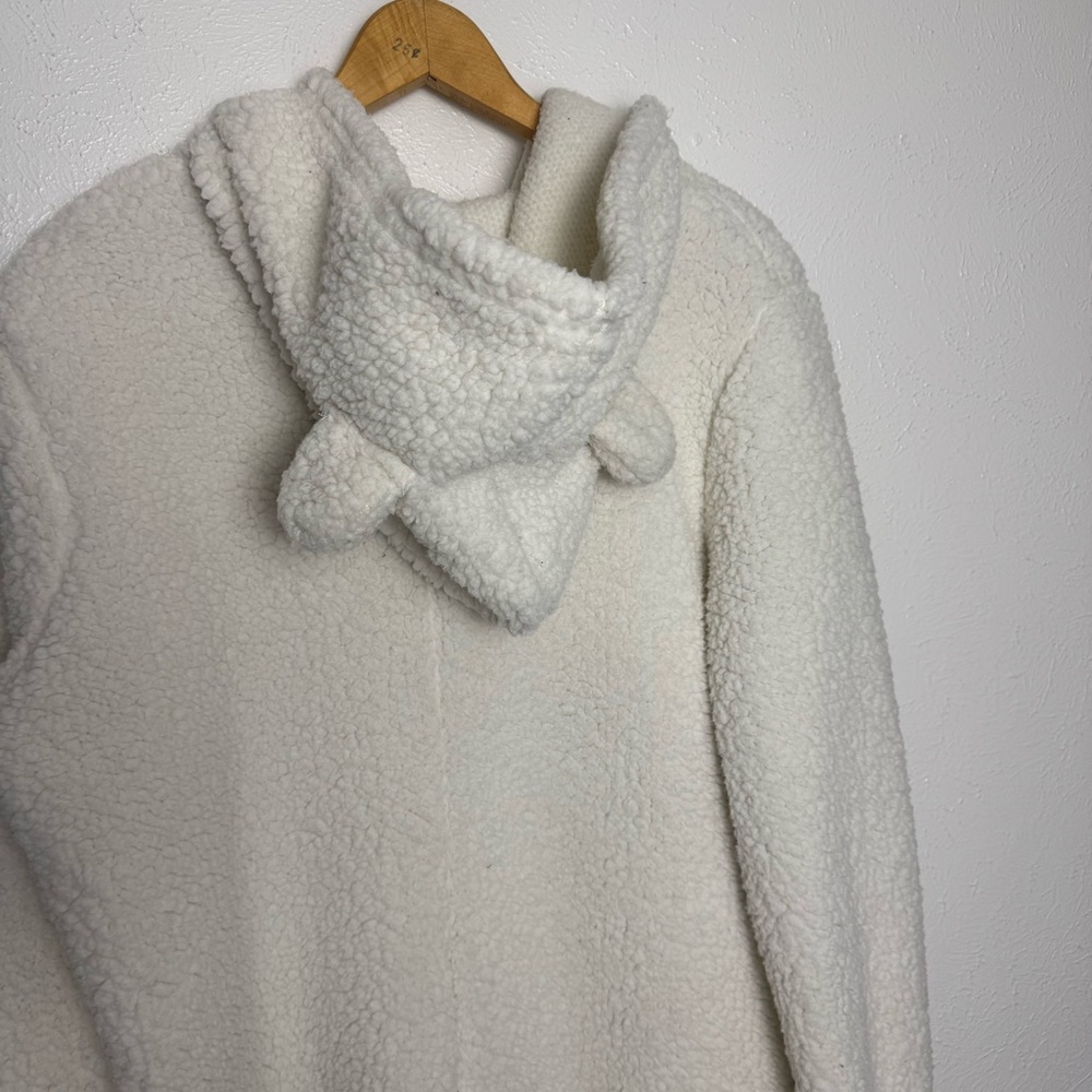 Fleece White Fluffy Polar Bear Zip Up‎ Jumpsuit One Piece - Picture 5 of 8